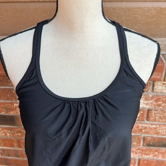 Tempt Me Solid Black Criss Cross Back Swim Tankini Top Women's Size Small - Picture 2 of 6